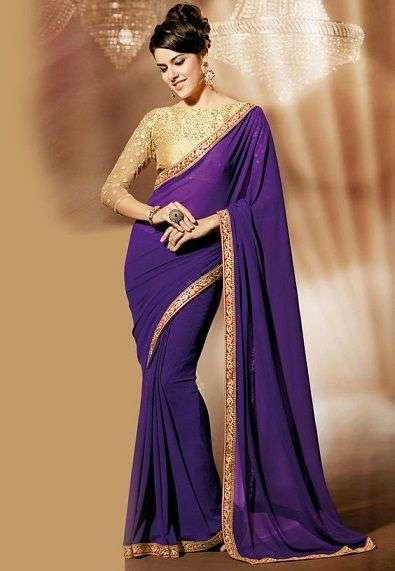 Blouse Designs That Work Well with a Purple Saree