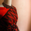 37_jpg Pure Red Organza Saree with Black hand block Prints