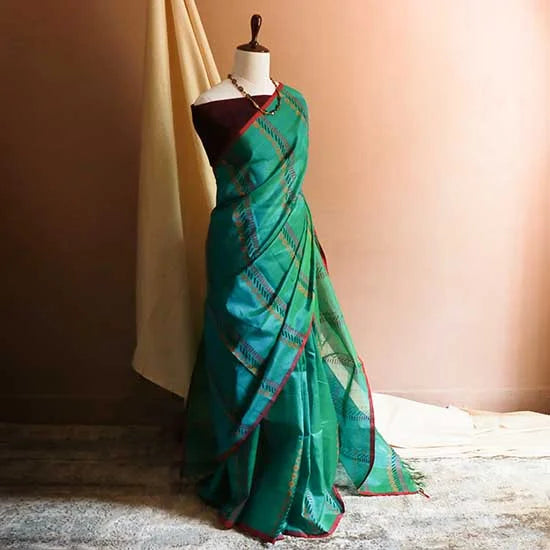 39_jpg Pure Handloom Sea Green Silk Cotton Saree