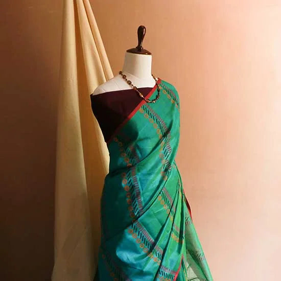 40_jpg Pure Handloom Sea Green Silk Cotton Saree