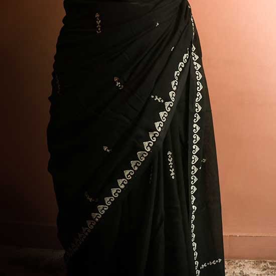 57 Hand block printed Designer Mul Cotton Saree
