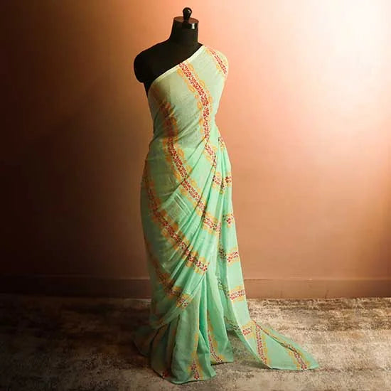 58_jpg Pure sea green designer mul cotton saree