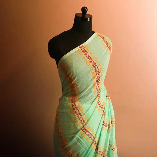 59_jpg Pure sea green designer mul cotton saree