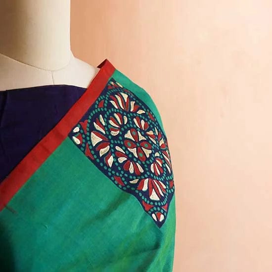 Pure Green Handloom Silk Cotton Saree