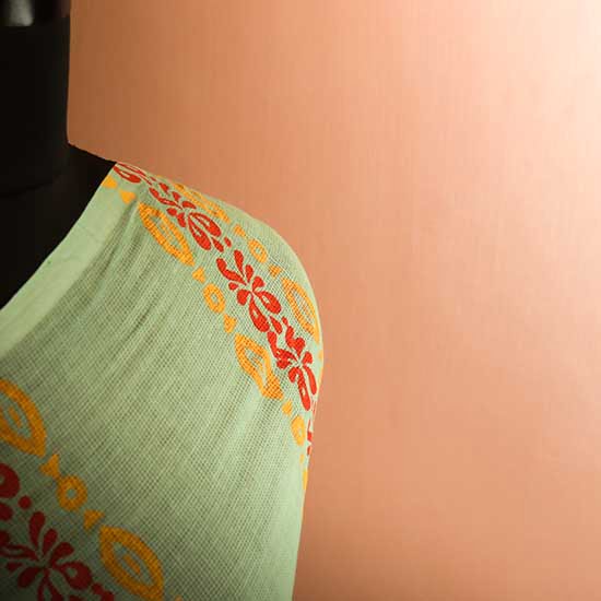 60 Pure sea green designer mul cotton saree