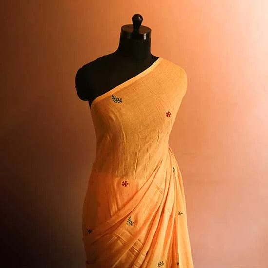 67_jpg Mustard colour Pure Designer Mul cotton saree