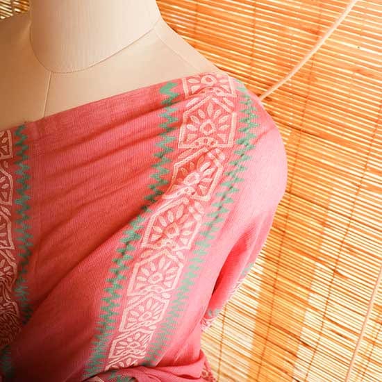 72 Peach colour designer Mul cotton saree