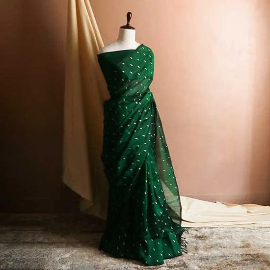 78_jpg Pure Bottle Green Handloom Silk Cotton Saree