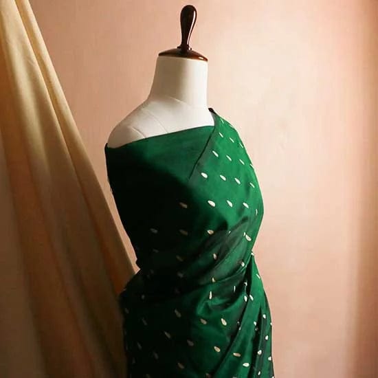 80_jpg Pure Bottle Green Handloom Silk Cotton Saree