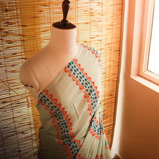 83-_1 Sky blue colour designer Mul cotton saree