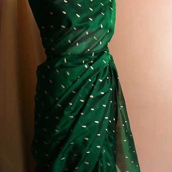 83_jpg Pure Bottle Green Handloom Silk Cotton Saree