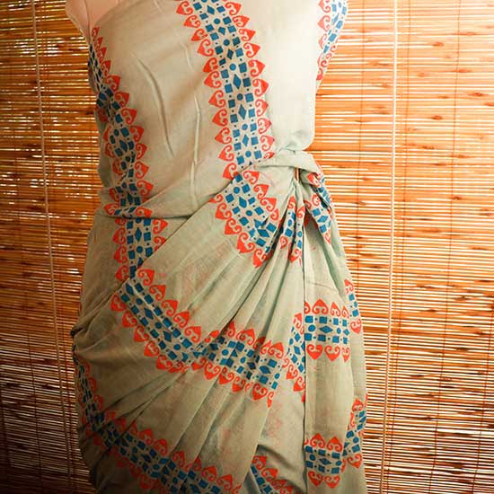 84 Sky blue colour designer Mul cotton saree