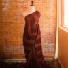90 Reddish purple colour designer mul cotton saree