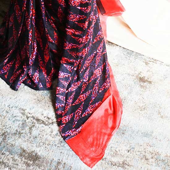 90-_1 Habutai Silk hand block Printed Saree