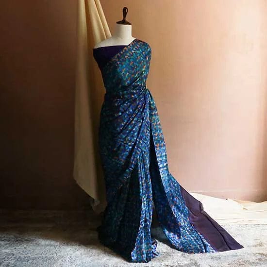 91_jpg Habutai Silk Hand Painted Saree