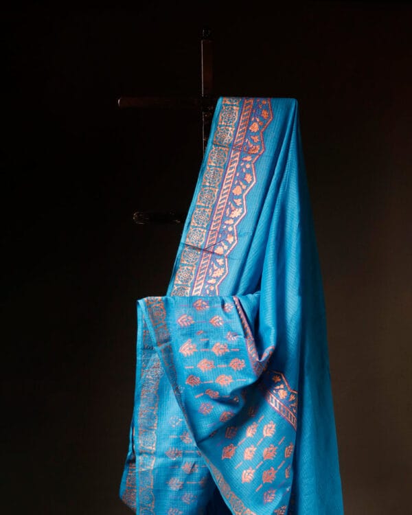 Aqua_blue_Kota_Cotton_Saree Aqua blue Kota Cotton Saree, Close up