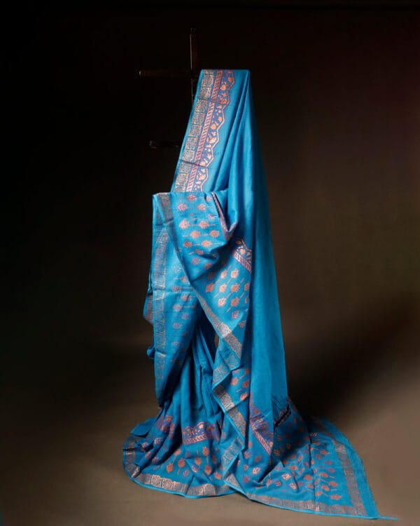 Aqua_blue_Kota_Cotton_Saree_2 Aqua blue Kota Cotton Saree, Full details