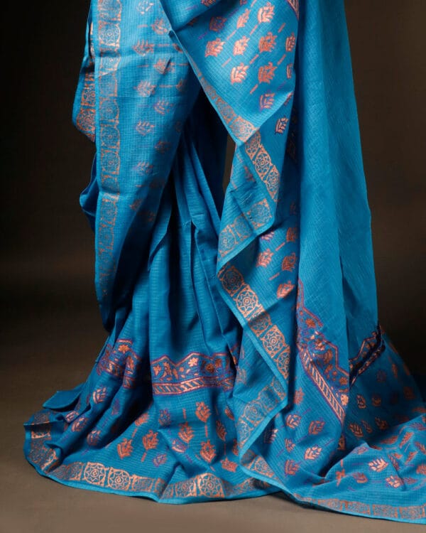 Aqua_blue_Kota_Cotton_Saree_3 Aqua blue Kota Cotton Saree , Bottom side