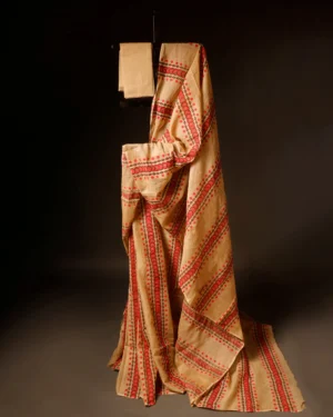 Beige with Red Kota Cotton Saree, Full sixe