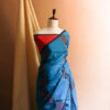 Blue-silk-cotton-with-tomato-pink-blouse1_jpg Pure Handloom Sapphire Blue Silk Cotton Saree