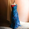Blue-silk-cotton-with-tomato-pink-blouse_jpg Pure Handloom Sapphire Blue Silk Cotton Saree