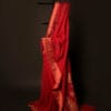 Crimson_Elegance_Red_Kota_Cotton_Zari_Printed_Saree Crimson Elegance Red Kota Cotton Zari Printed Saree, Close up