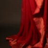 Crimson_Elegance_Red_Kota_Cotton_Zari_Printed_Saree_4 Crimson Elegance Red Kota Cotton Zari Printed Saree, Bottom side close up