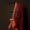 Earthen_Elegance_Brown_Kota_Cotton_Zari_Plain_Saree_3 Earthen Elegance Brown Kota Cotton Zari Plain Saree, top close up