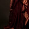 Earthen_Elegance_Brown_Kota_Cotton_Zari_Plain_Saree_4 Earthen Elegance Brown Kota Cotton Zari Plain Saree, Bottom Side close up