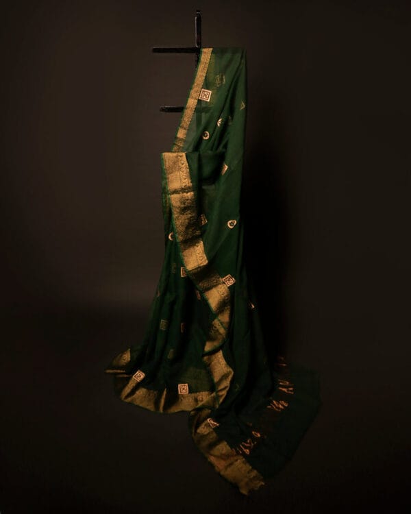 Emerald_Enchantment_Green_Kota_Cotton_Zari_Printed_Saree_1 Emerald Enchantment Green Kota Cotton Zari Printed Saree, Full size 2