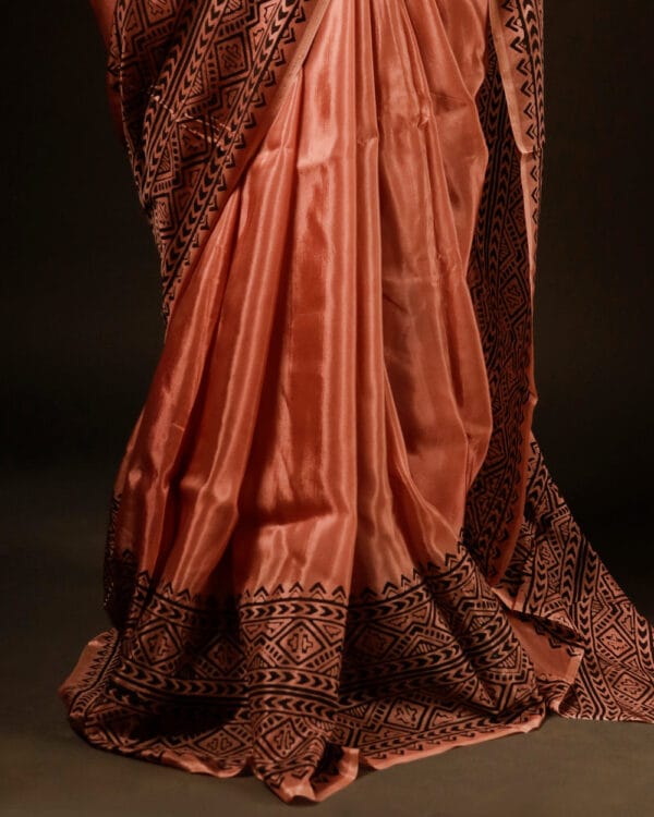 Ethereal_Peach_Blossom_colour_Fancy_Saree_2 Ethereal Peach Blossom colour Fancy Saree, Bottom side close up