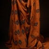 Floral_Motifs_Spiced_Orange_Kota_Cotton_Saree Floral Motifs Spiced Orange Kota Cotton Saree, bottom side close up