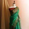 Green-Silk-cottonWith-Maroon-blouse1_jpg Pure Handloom Emerald Green Silk Cotton Saree
