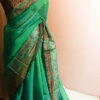 Green-Silk-cottonWith-Maroon-blouse2_jpg Pure Handloom Emerald Green Silk Cotton Saree