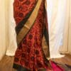 IMG-1449 Autumn Elegance Orange and Black Printed Kanchipuram Silk Saree