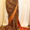 IMG-1473-1 Mystic Sunset Orange and Black Striped Printed Kanchipuram Silk Saree