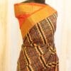 IMG-1474 Mystic Sunset Orange and Black Striped Printed Kanchipuram Silk Saree