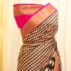 Blush Noir Pink and Black Printed Kanchipuram Silk Saree