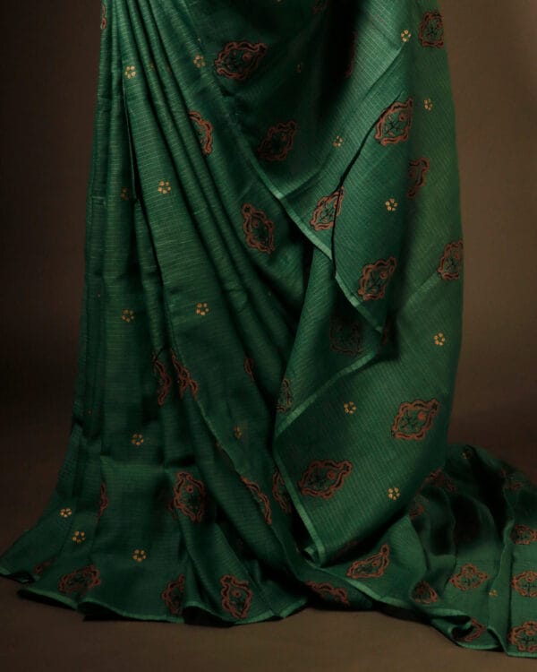 Light_Green_Kota_Cotton_Saree_3 Light Green Kota Cotton Saree, bottom side close up