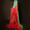 MG_6480 Uddup Skies Sky Blue and Red Linen Shaded Saree