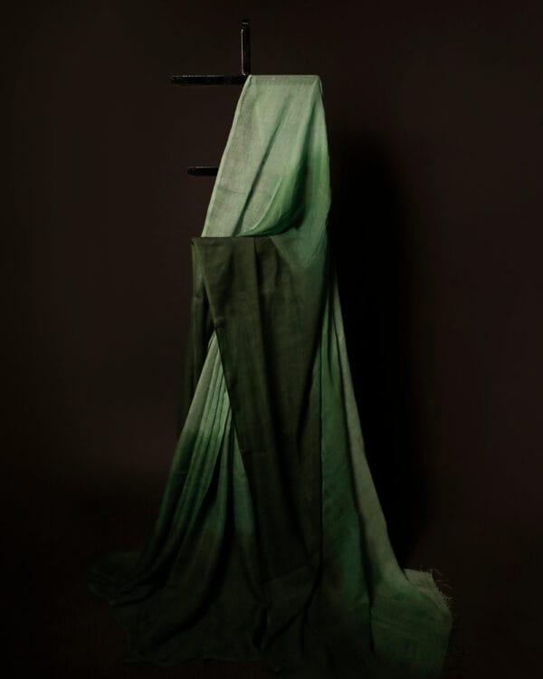 MG_6509 Emerald Enchantment Light Green and Dark Green Linen Shaded Saree