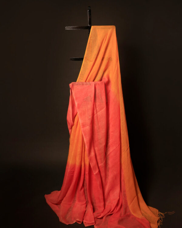 MG_6533 Sunset Bloom Orange and Pink Linen Shaded Saree