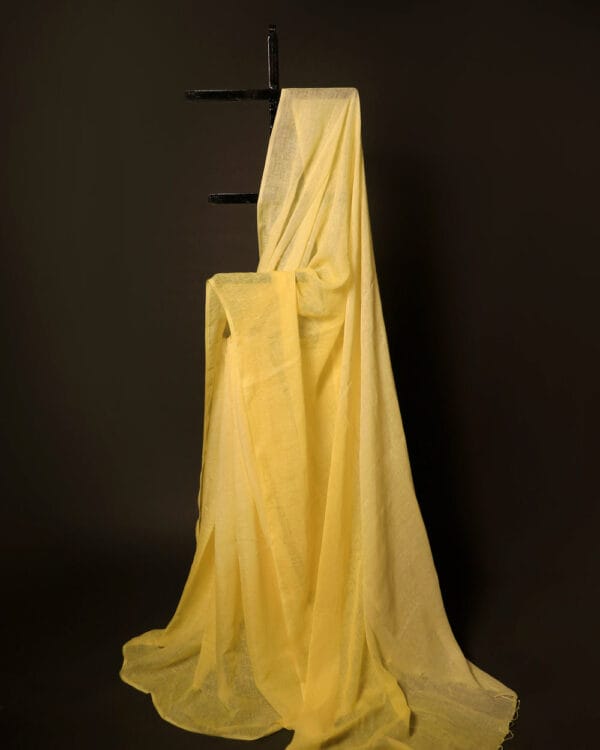 MG_6555 Golden Glow Yellow Linen Shaded Saree