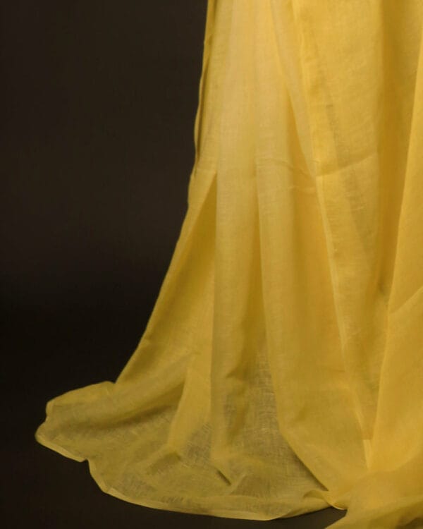 MG_6560 Golden Glow Yellow Linen Shaded Saree