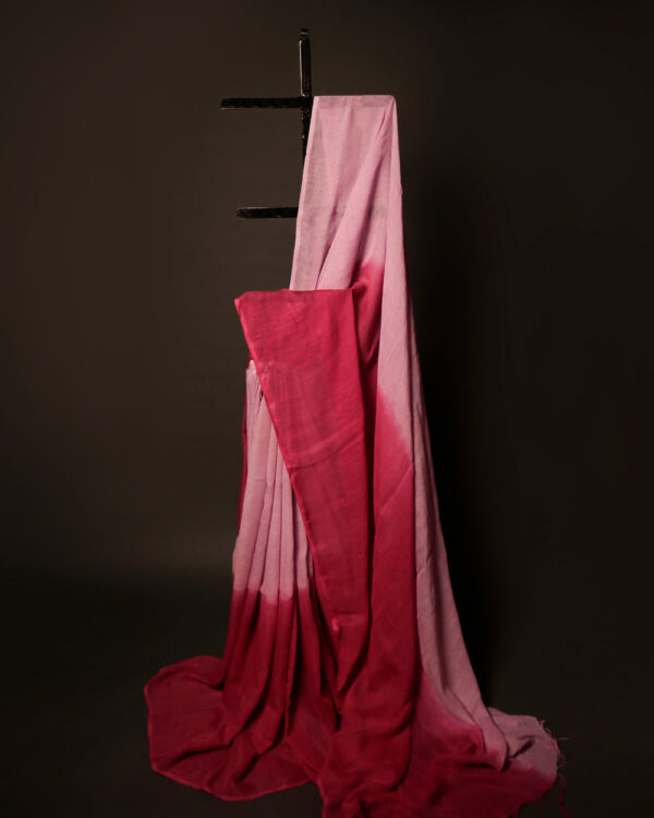 MG_6653 Rosy Romance Baby Pink and Red Linen Shaded Saree