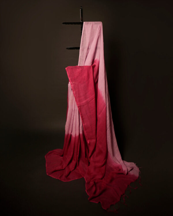 MG_6654 Rosy Romance Baby Pink and Red Linen Shaded Saree