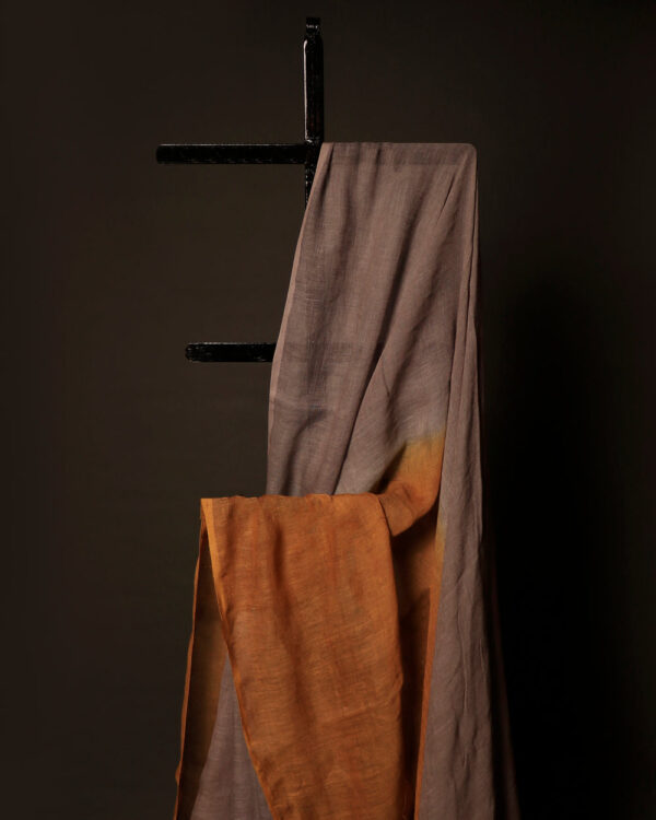 MG_6671 Sandalwood Serenity Light Brown and Sandal Linen Shaded Saree