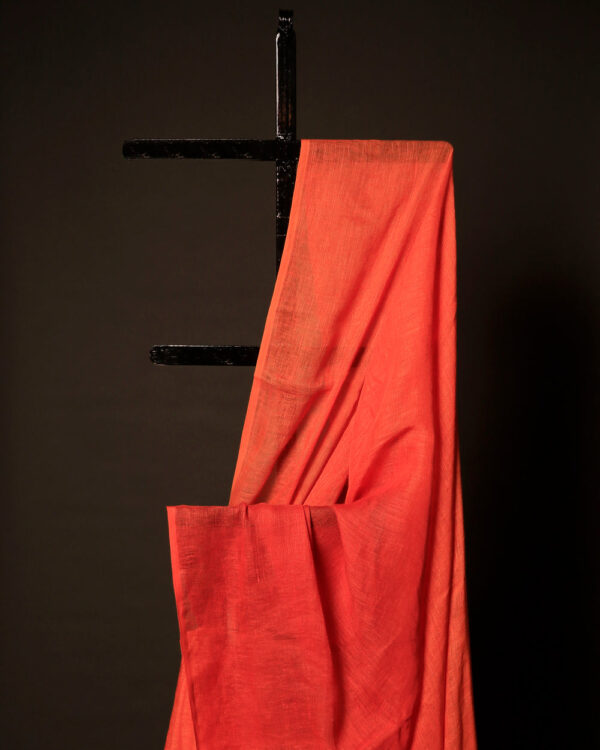 MG_6693 Tangerine Textures Orange Textured Linen Shaded Saree
