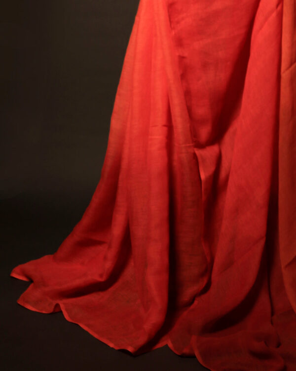 MG_6695 Tangerine Textures Orange Textured Linen Shaded Saree