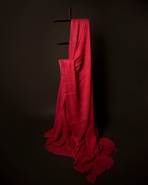 MG_6699 Crimson Elegance Red Textured Linen Shaded Saree